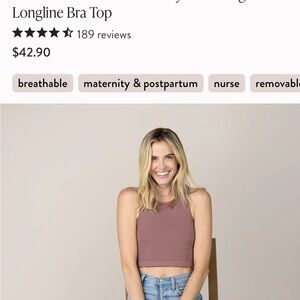 Kindred Bravely Sublime Bamboo Maternity and Nursing Longline Bra Top